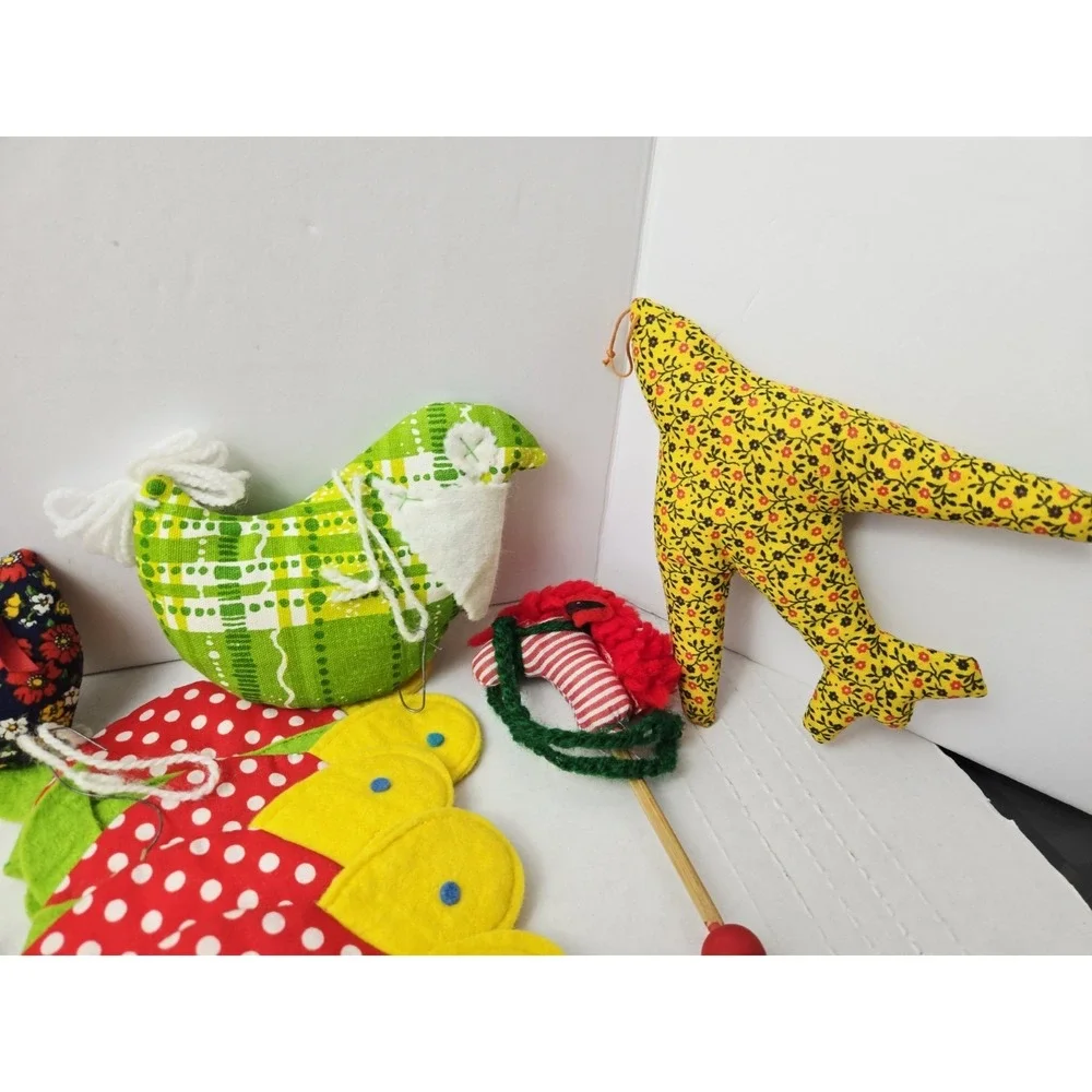 Vintage fabric quilted Christmas ornaments floral‎